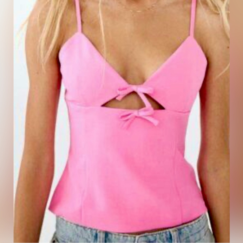 Zara pink Women's Top with Bow Detail
